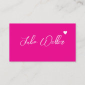 Hand Schetste Naam met Hart Hot Pink Visitekaartje (Voorkant)
