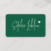 Hand Schetste Naam op Hunter Green met Hart Visitekaartje (Voorkant)