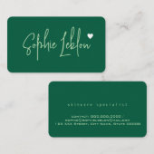 Hand Schetste Naam op Hunter Green met Hart Visitekaartje (Voorkant / Achterkant)