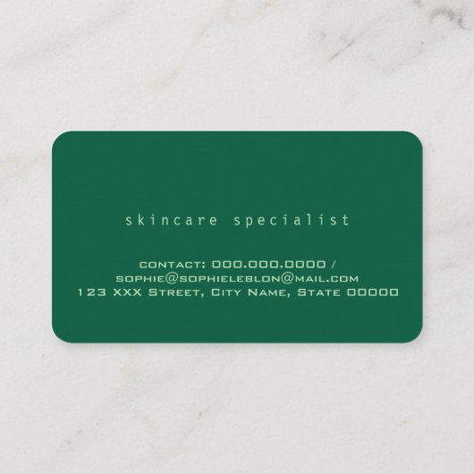 Hand Schetste Naam op Hunter Green met Hart Visitekaartje (Achterkant)