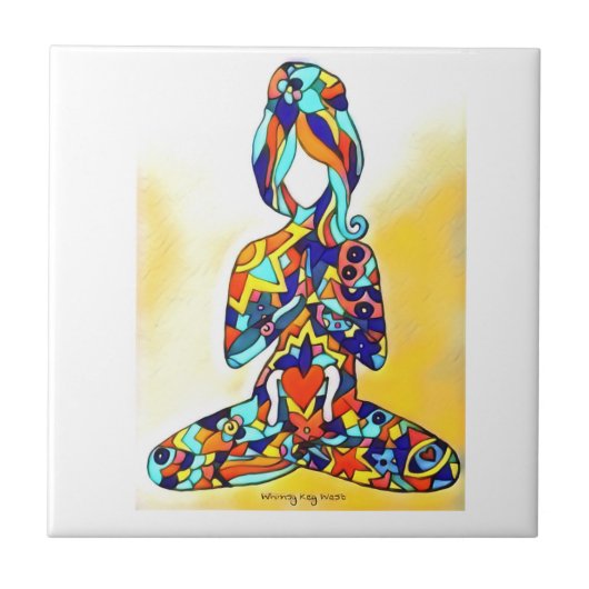 Hand schilderde yoga girl Ceramic Tile Tegeltje (Voorkant)
