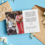 Hand-schrijf de Foto van het Manuscript Wedding Da Bedankkaart<br><div class="desc">Romantic bruiloft bedankt je kaart,  die is gedrukt met twee van je trouwfoto's,  een kleinere aan de ene kant en een grotere aan de andere kant. Dank u in een modern hand-schrijvend manuscript,  ook uw namen,  met een gedrukte dank u tekst hierboven.</div>