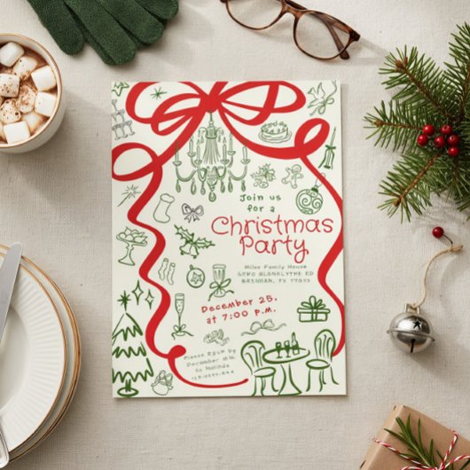 Hand schrijven kerstfeest uitnodiging