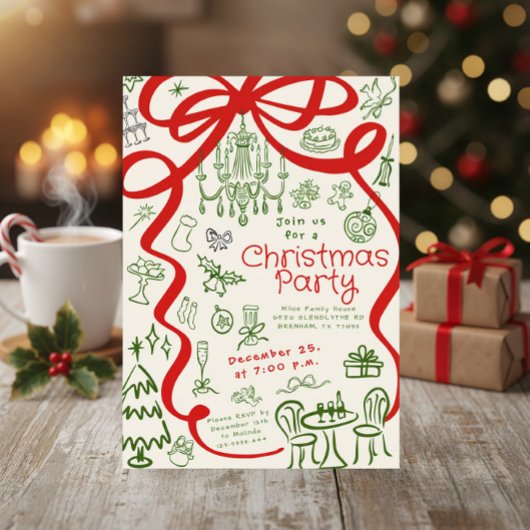 Hand schrijven kerstfeest uitnodiging