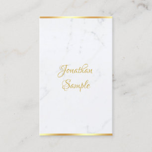 Hand Script Elegant Classy Marble Gold Sjabloon Visitekaartje