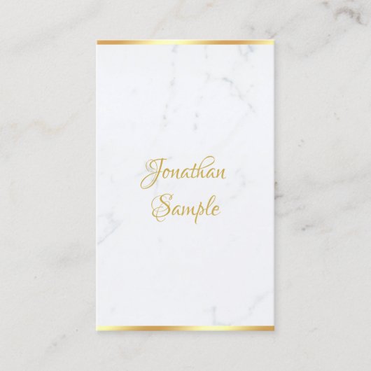 Hand Script Elegant Classy Marble Gold Sjabloon Visitekaartje (Voorkant)
