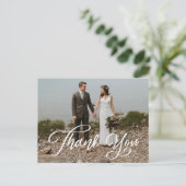 Hand Script Foto bruiloft Dank u Briefkaart (Staand voorkant)