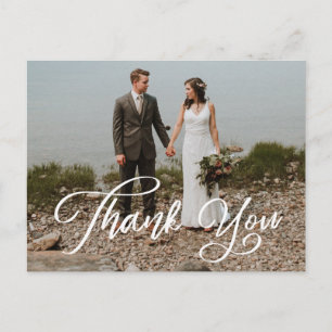 Hand Script Foto bruiloft Dank u Briefkaart