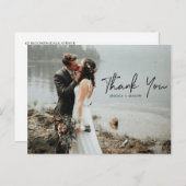 Hand Script Foto bruiloft Dank u Briefkaart (Voorkant / Achterkant)