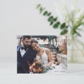 Hand Script Foto bruiloft Dank u Briefkaart (Staand voorkant)