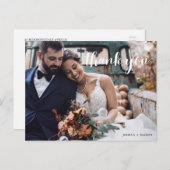 Hand Script Foto bruiloft Dank u Briefkaart (Voorkant / Achterkant)