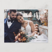 Hand Script Foto bruiloft Dank u Briefkaart (Voorkant)