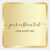 Hand Script Gold Template Your Custom Text Trendy Vierkante Sticker (Voorkant)