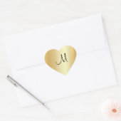 Hand Script Monogram Sjabloon Custom Faux Gold Hart Sticker (Envelop)