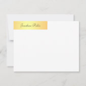 Hand Script Monogrammed Naam Faux Gold Chic Notitiekaartje (Achterkant)