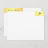 Hand Script Monogrammed Naam Faux Gold Chic Notitiekaartje (Voorkant / Achterkant)