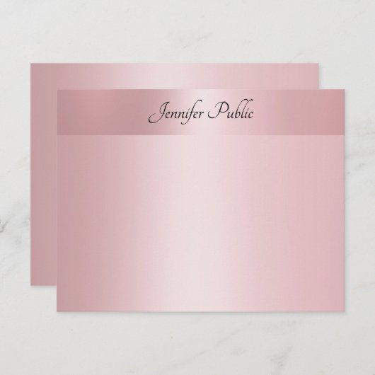 Hand Script Naam Tekst Sjabloon Roos Goud Elegant (Voorkant / Achterkant)