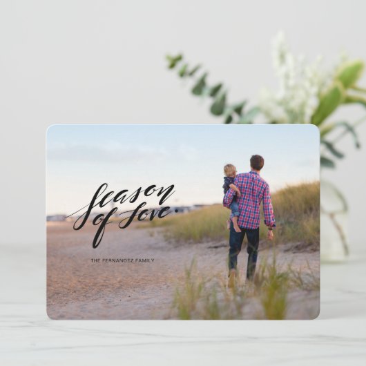 hand script seizoen van liefde Fotokaart Feestdagenkaart (Staand voorkant)
