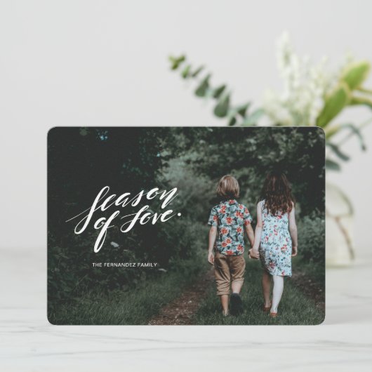 hand script seizoen van liefde Fotokaart Feestdagenkaart (Staand voorkant)
