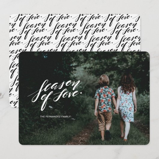 hand script seizoen van liefde Fotokaart Feestdagenkaart (Voorkant / Achterkant)