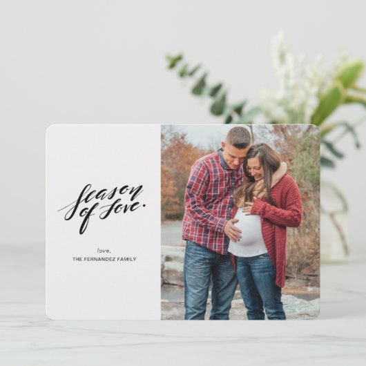 hand script seizoen van liefde Fotokaart Feestdagenkaart (Staand voorkant)