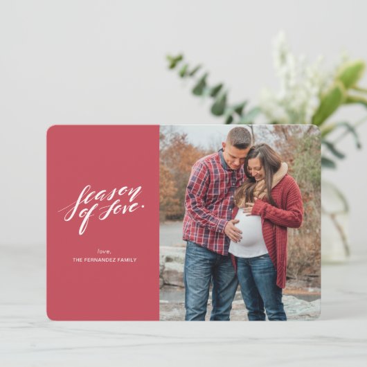 hand script seizoen van liefde Fotokaart Feestdagenkaart (Staand voorkant)