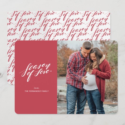hand script seizoen van liefde Fotokaart Feestdagenkaart (Voorkant / Achterkant)