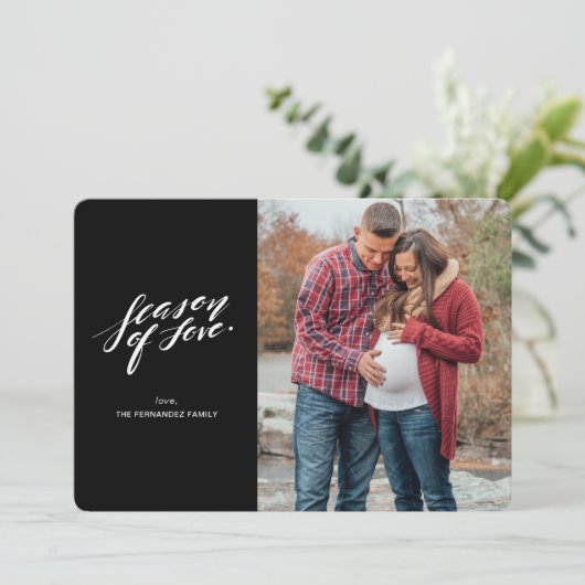 hand script seizoen van liefde Fotokaart Feestdagenkaart (Staand voorkant)