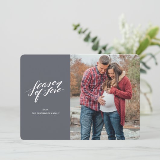 hand script seizoen van liefde Fotokaart Feestdagenkaart (Staand voorkant)