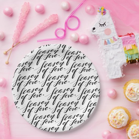 hand script seizoen van liefde papieren bordje (Feest)
