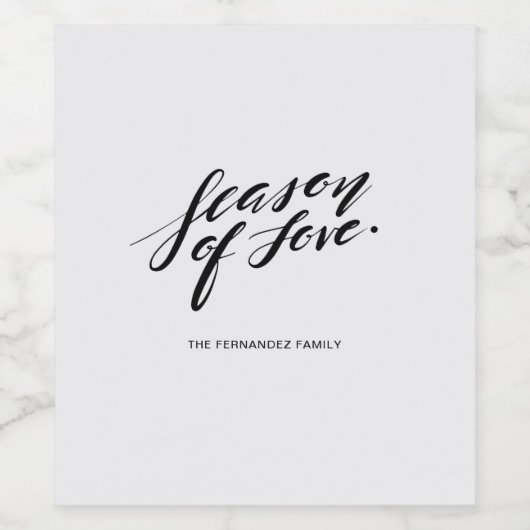 hand script seizoen van liefde wijn etiket (Enkel label)