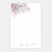 Hand Script Sjabloon Waterverf Pastel Kleur Rozen Post-it® Notes (Voorkant)