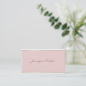Hand Script Tekst Blush Pink Gold Sjabloon Elegant Visitekaartje (Staand voorkant)