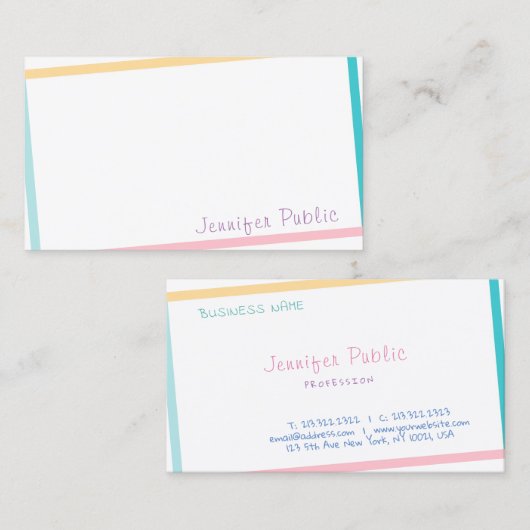 Hand Script Tekst Creatief Kleurrijk Modern Ontwer Visitekaartje (Voorkant / Achterkant)