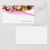 Hand Script Tekst Elegante Waterverf Bloemen Kleur Notitiekaartje (Voorkant / Achterkant)