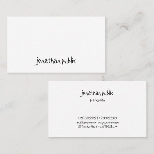 Hand Script Tekst Professioneel Eenvoudig Modern C Visitekaartje (Voorkant / Achterkant)