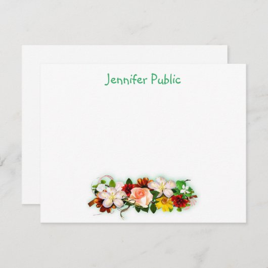Hand Script Tekst Waterverf Bloemen Art Sjabloon (Voorkant / Achterkant)