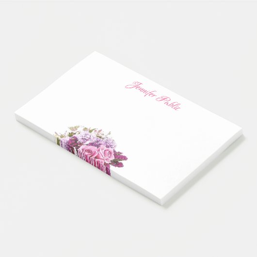 Hand Script Tekst Waterverf Flowers Chique Sjabloo Post-it® Notes (Schuin)