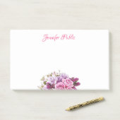 Hand Script Tekst Waterverf Flowers Chique Sjabloo Post-it® Notes (Op bureau)