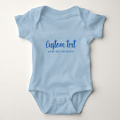 Hand Script Text Unisex Jersey One-Pieces Blue Boy Romper (Voorkant)