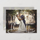 Hand Script Twee foto bruiloft Dank u Briefkaart (Voorkant / Achterkant)