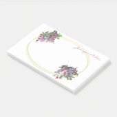 Hand Script Waterverf Bloemen Goud Lijst Sjabloon Post-it® Notes (Schuin)