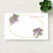 Hand Script Waterverf Bloemen Goud Lijst Sjabloon Post-it® Notes (Kantoor)