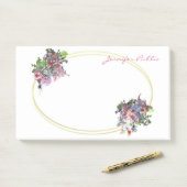 Hand Script Waterverf Bloemen Goud Lijst Sjabloon Post-it® Notes (Op bureau)