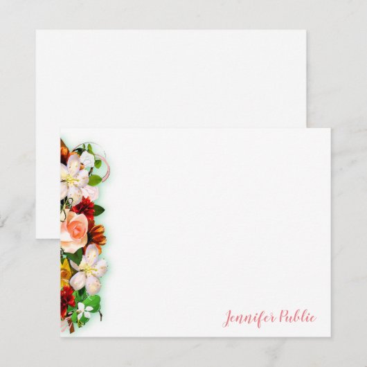 Hand Script Waterverf Flowers Kleurrijke Sjabloon (Voorkant / Achterkant)