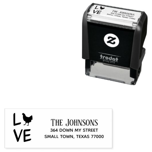 Hand Scripted Cute Love Chicken Zelfinktende Stempel (In situ)