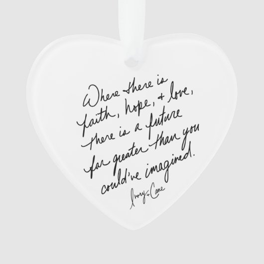 Hand-Scripted Faith Hope and Love Spiritual Heart Ornament (voorkant)