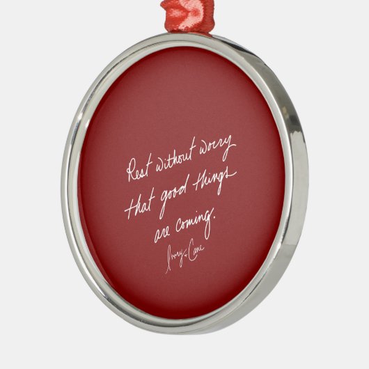 Hand-Scripted Good Things Red Inspirational Metalen Ornament (Links)