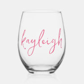 Hand Scripted Naam Bachelorette Bruidsfeest Wijnglas Zonder Voet (Voorkant)