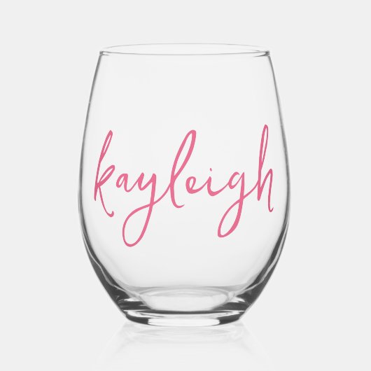 Hand Scripted Naam Bachelorette Bruidsfeest Wijnglas Zonder Voet (Voorkant)